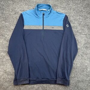 Travis Mathew Pullover Men Large Blue Performance Quarter Zip Pocket Long Sleeve